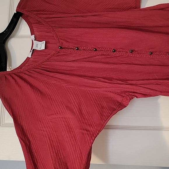 American Rag Button Up Drawstring Blouse - Picture 4 of 6